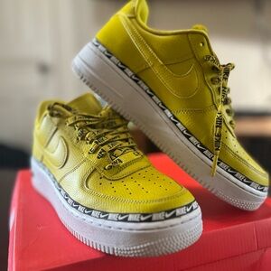 Nike Air Force 1 SE Premium Low Overbranding Bright Citron Shoes Size 9